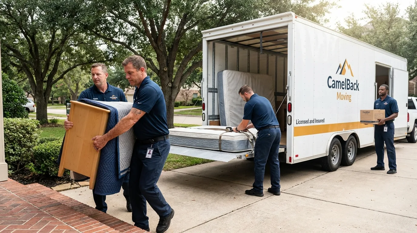Crew loading residential truck for cross-state move from Beckley, WV