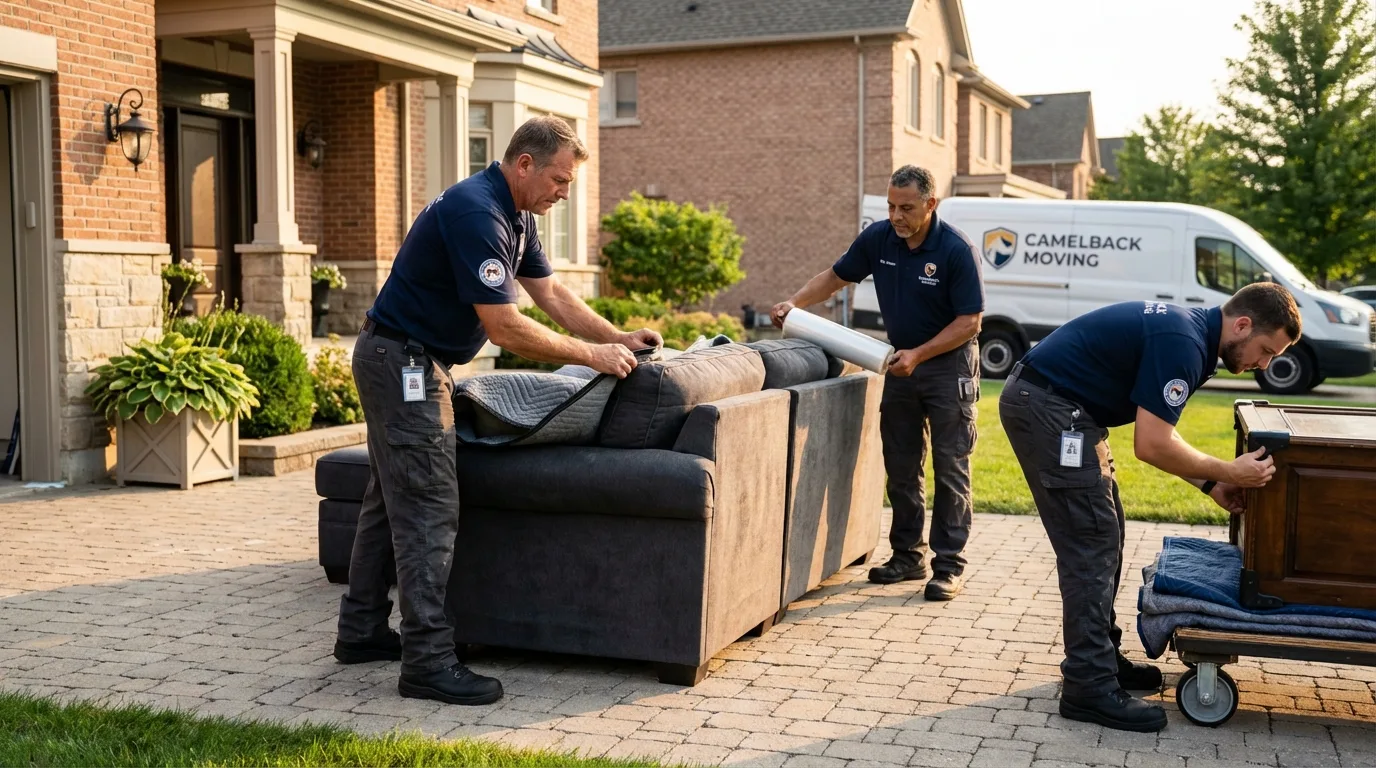 Large estate moving crew wrapping furniture in Beckley, WV