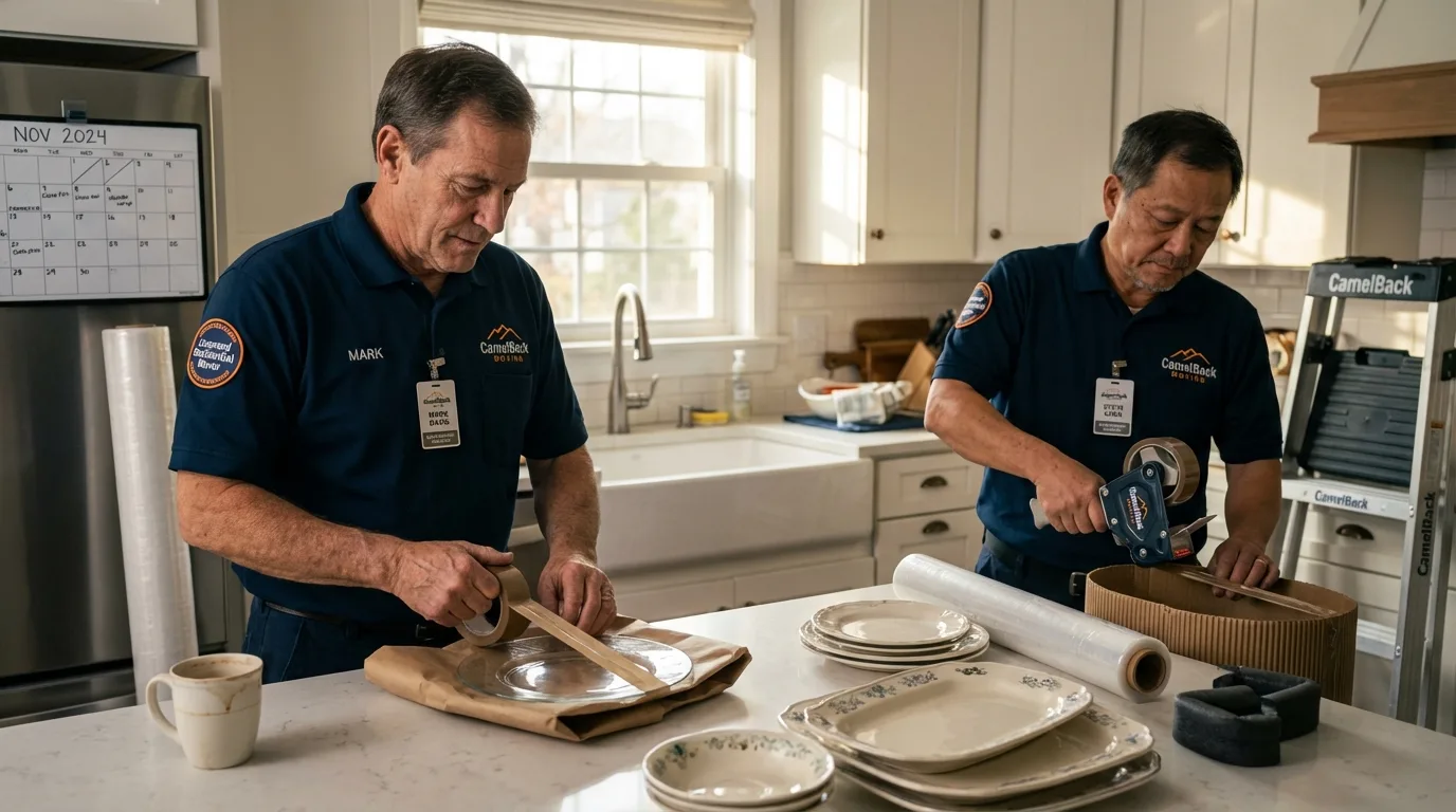 Professional crew packing kitchen dishware in Beckley, WV